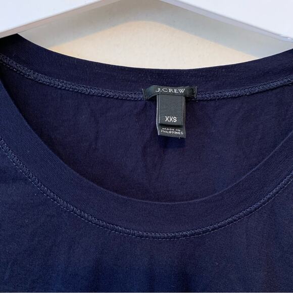 JCrew Navy Side Slit Tunic Crew Neck T-shirt Cuffed Sleeves - Picture 3 of 6